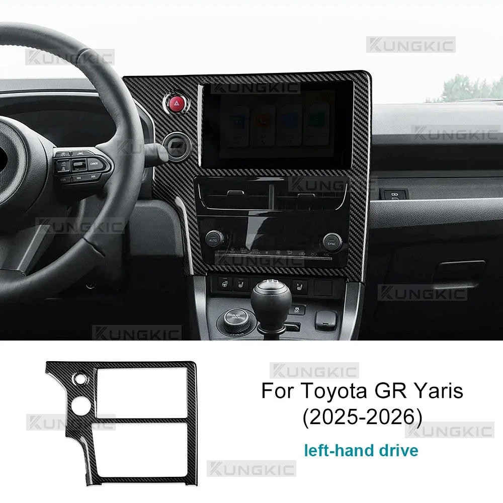 For 2025 2026 Toyota GR Yaris Hard Dry Carbon Fiber Center Console Navigation Screen Frame LHD Car Interior Trim Sticker - detail view 7