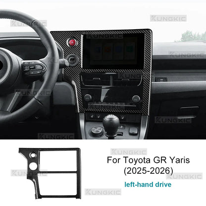 For 2025 2026 Toyota GR Yaris Hard Dry Carbon Fiber Center Console Navigation Screen Frame LHD Car Interior Trim Sticker - detail view 7