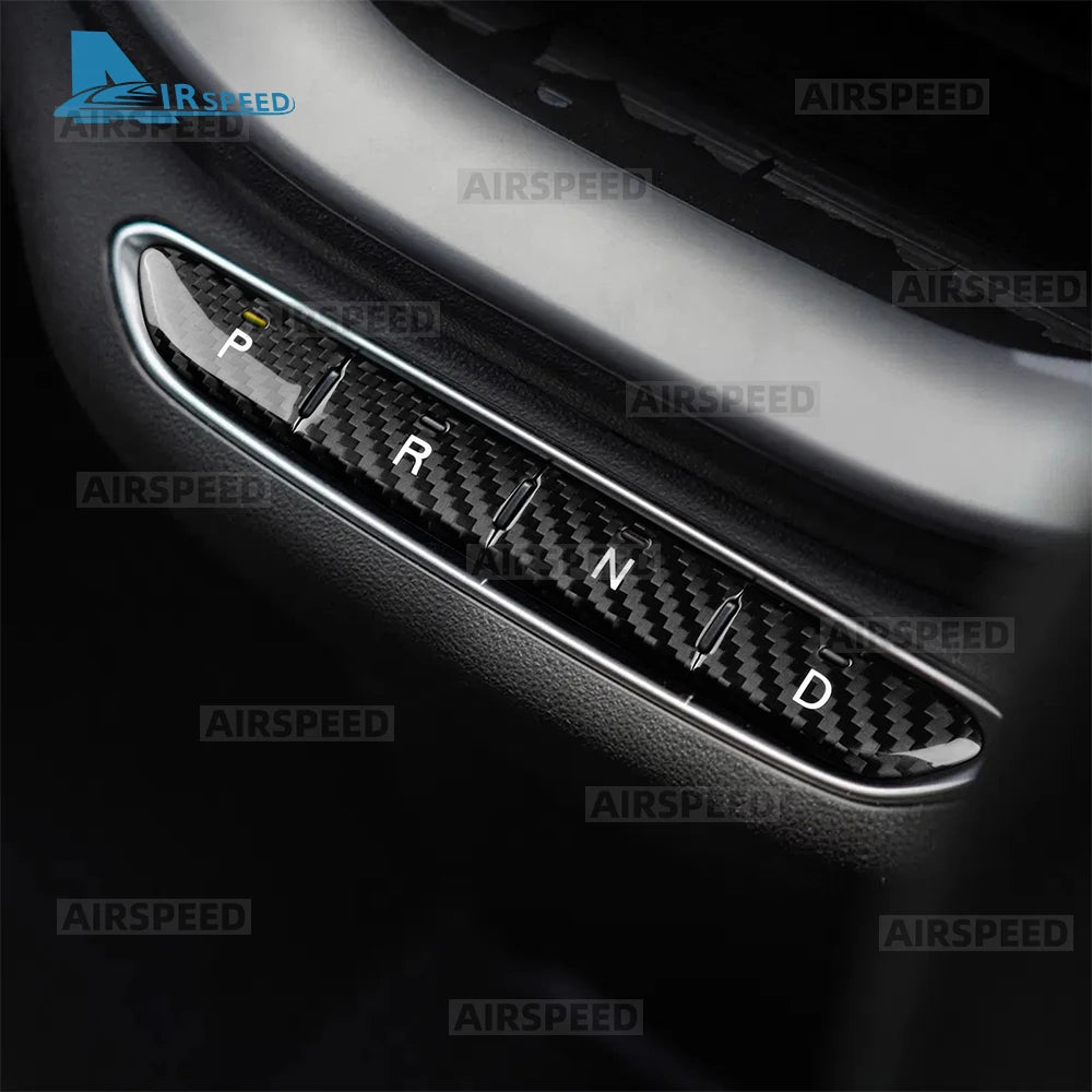 Real Hard Dry Carbon Fiber For Fiat 500e 2020 2021 2022 2023 2024 2025 2026 Abarth 595e 2022-2026 Car Gear Button Frame Sticker - detail view 3