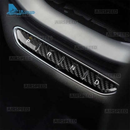 Real Hard Dry Carbon Fiber For Fiat 500e 2020 2021 2022 2023 2024 2025 2026 Abarth 595e 2022-2026 Car Gear Button Frame Sticker - detail view 3