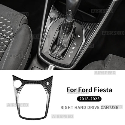 Hard Dry Carbon Fiber Gear Shift Panel Frame Cover Sticker For Ford Fiesta 2018-2023 RHD Car Interior Accessories - detail view 7
