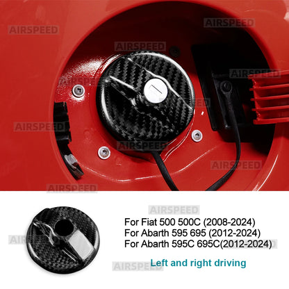 Real Dry Hard Carbon Fiber For Abarth 595 595C 695 695C 2012-2024/Fiat 500 500C 2008-2024 LHD RHD Car Inner Fuel Tank Cap Trim - detail view 7