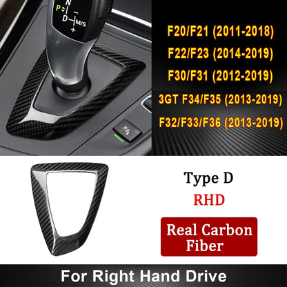 Real Carbon Fiber for BMW F30 F10 F15 F07 F20 F21 F22 F32 F34 F35 5GT Car Gear Shift Panel Frame Gear Knob Cover Head Trim