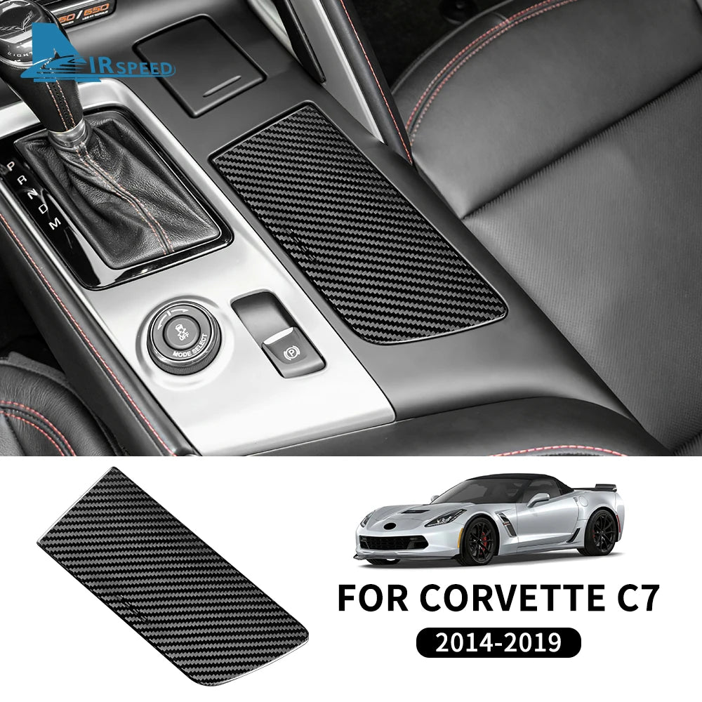 Real Hard Carbon Fiber Sticker For Chevrolet Corvette C7 2014 2015 2016 2017 2018 2019 LHD Car Cup Panel Interior Accessories