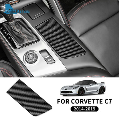 Real Hard Carbon Fiber Sticker For Chevrolet Corvette C7 2014 2015 2016 2017 2018 2019 LHD Car Cup Panel Interior Accessories