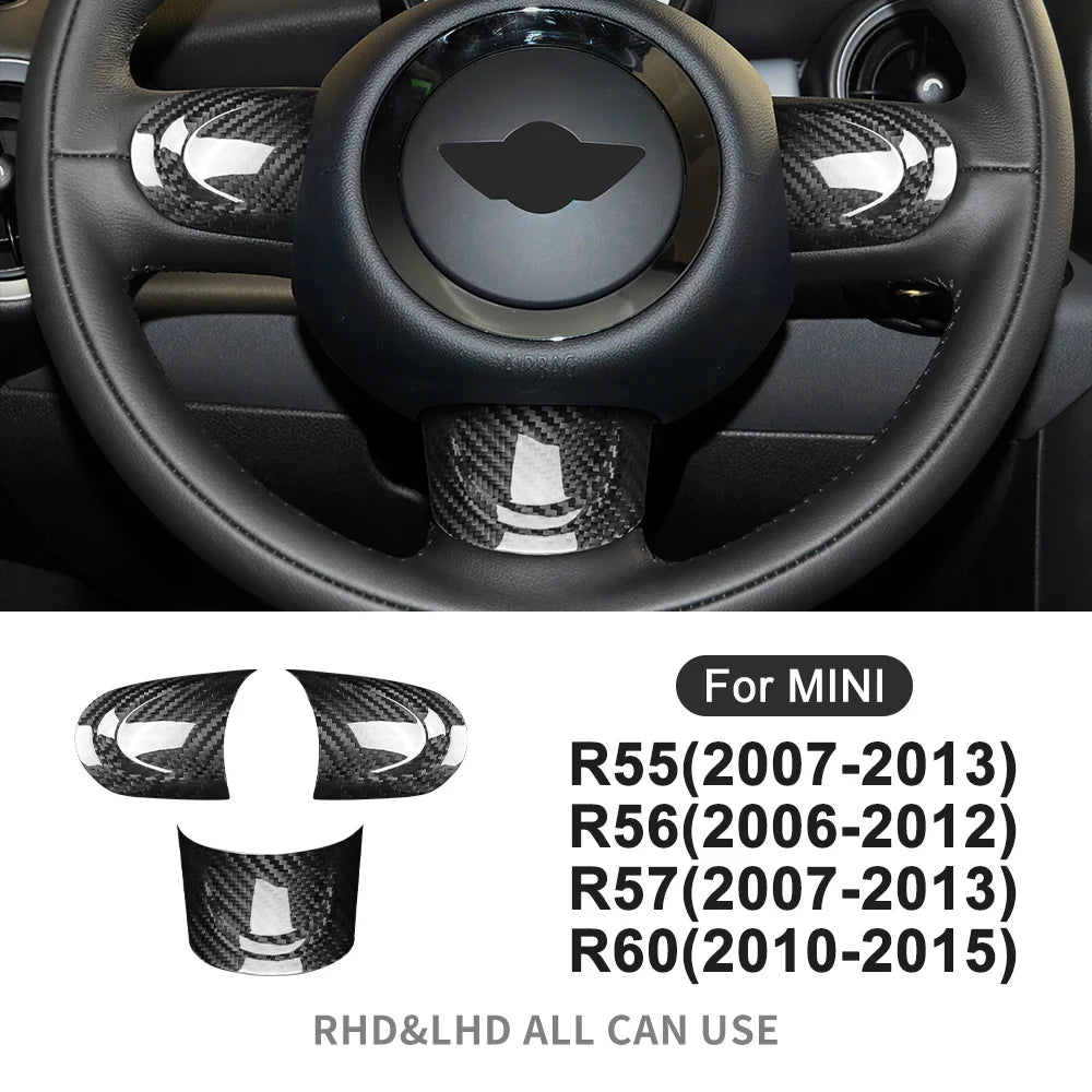 for MINI Cooper Countryman R60 R55 R56 R57 2010 2011 2012 Real Hard Carbon Fiber Car Steering Wheel Cover Trim Accessories - detail view 9