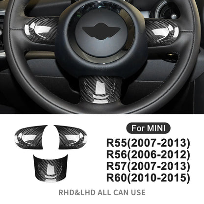 for MINI Cooper Countryman R60 R55 R56 R57 2010 2011 2012 Real Hard Carbon Fiber Car Steering Wheel Cover Trim Accessories - detail view 9