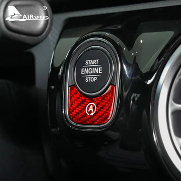 Real Carbon Fiber Sticker Trim for Mercedes Benz A Class W177 GLB X247 CLA AMG W247 Car Engine Start Stop Button A  Accessories