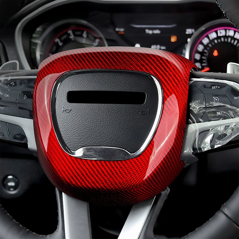 Steering Wheel Horn Cover For Dodge Charge/Durango/Challenger 2015-2023 Carbon FIber Airbag Cover Decoration Panel Shell