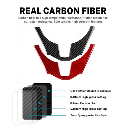 Real Soft Carbon Fiber Sticker For Mazda 3 Axela 2014 2015 2016 LHD RHD Car Steering Wheel Bottom Trim Interior Accessories