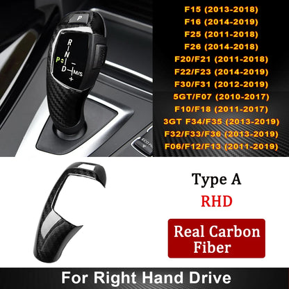Real Carbon Fiber for BMW F30 F10 F15 F07 F20 F21 F22 F32 F34 F35 5GT Car Gear Shift Panel Frame Gear Knob Cover Head Trim