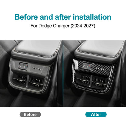 Sticker For Dodge Charger 2024 2025 2026 2027 Car Rear Air Outlet Frame Real Hard Dry Carbon Fiber Trim Interior Accessories