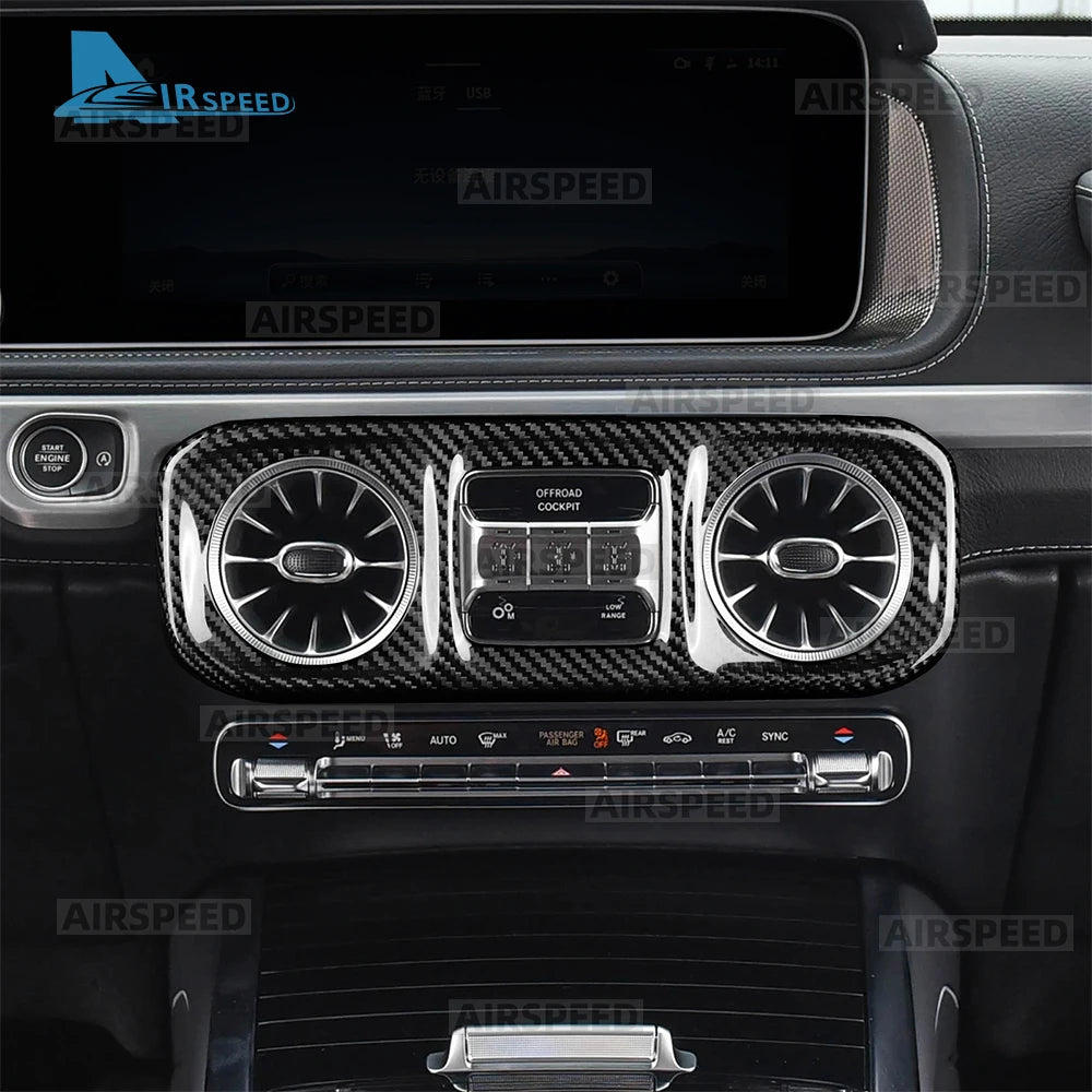 For Mercedes Benz G-Class W465 G63 G580 G500 2025 2026 2027 Real Hard Carbon Fiber Trim Cover Car Center Console Air Vent Frame