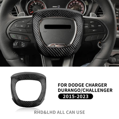 Steering Wheel Horn Cover For Dodge Charge/Durango/Challenger 2015-2023 Carbon FIber Airbag Cover Decoration Panel Shell