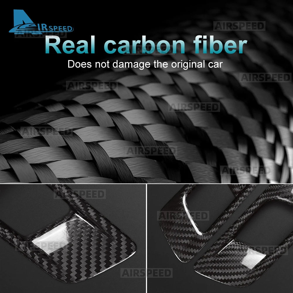 Real Dry Carbon Fiber Door Pull Handle Cover Trim for Ford Mustang 2015 2016 2017 2018 2019 2020 2021-2027 Interior Accessories - detail view 6