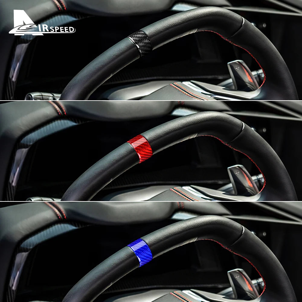 Real Hard Carbon Fiber Sticker For Chevrolet Corvette C8 2020 2021 2022 2023 Car Steering Wheel Ring Cover Interior Accessories