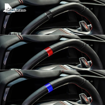Real Hard Carbon Fiber Sticker For Chevrolet Corvette C8 2020 2021 2022 2023 Car Steering Wheel Ring Cover Interior Accessories