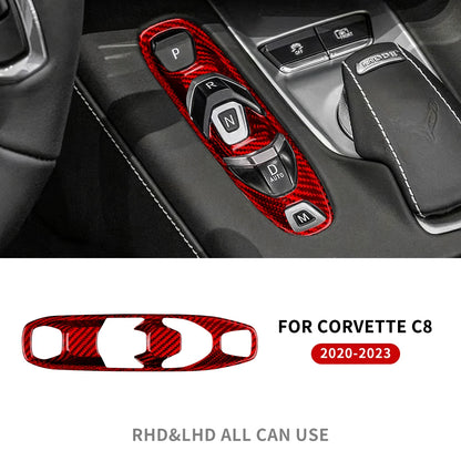 Real Hard Carbon Fiber For Chevrolet Corvette C8 2020 2021 2022 2023 Car Console Gear Shift Button Sticker Accessories