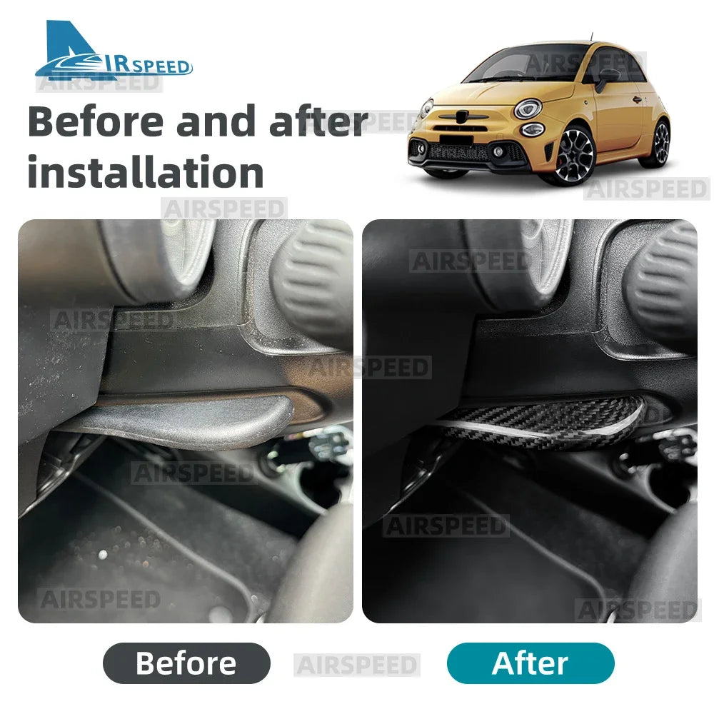 for Abarth 595 695 595C 695C 2012 2013 2014 2015 2016 -2024 Real Dry Carbon Fiber Car Steering Wheel Adjustment Lever Cover