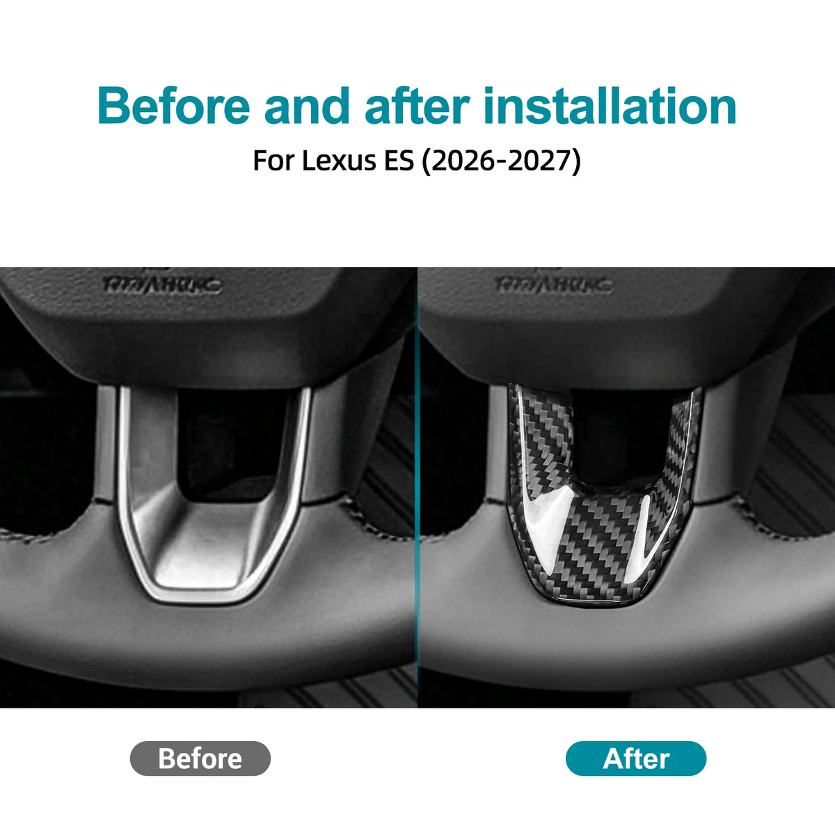 Sticker For Lexus ES AXZH21 AXZH26 XXZM21 XXZM26 2026-2027 Car Steering Wheel Bottom Real Hard Black Carbon Fiber Accessories