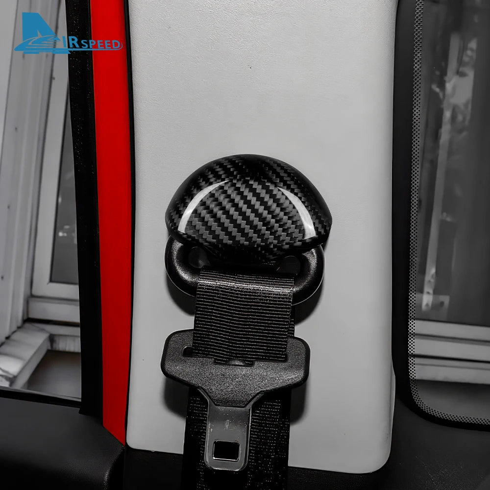 Real Dry Hard Carbon Fiber Sticker For Abarth 595 695 595C 695C Fiat 500 500C 2008-2024 LHD RHD Car Seat Belt Interior Cover