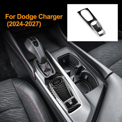 Sticker For Dodge Charger 2024 2025 2026 2027 Real Hard Dry Carbon Fiber Car Gear Shift Frame Panel Interior Accessories