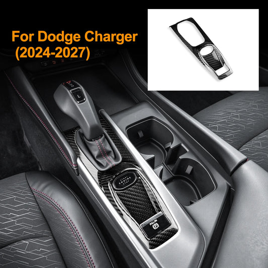 Sticker For Dodge Charger 2024 2025 2026 2027 Real Hard Dry Carbon Fiber Car Gear Shift Frame Panel Interior Accessories