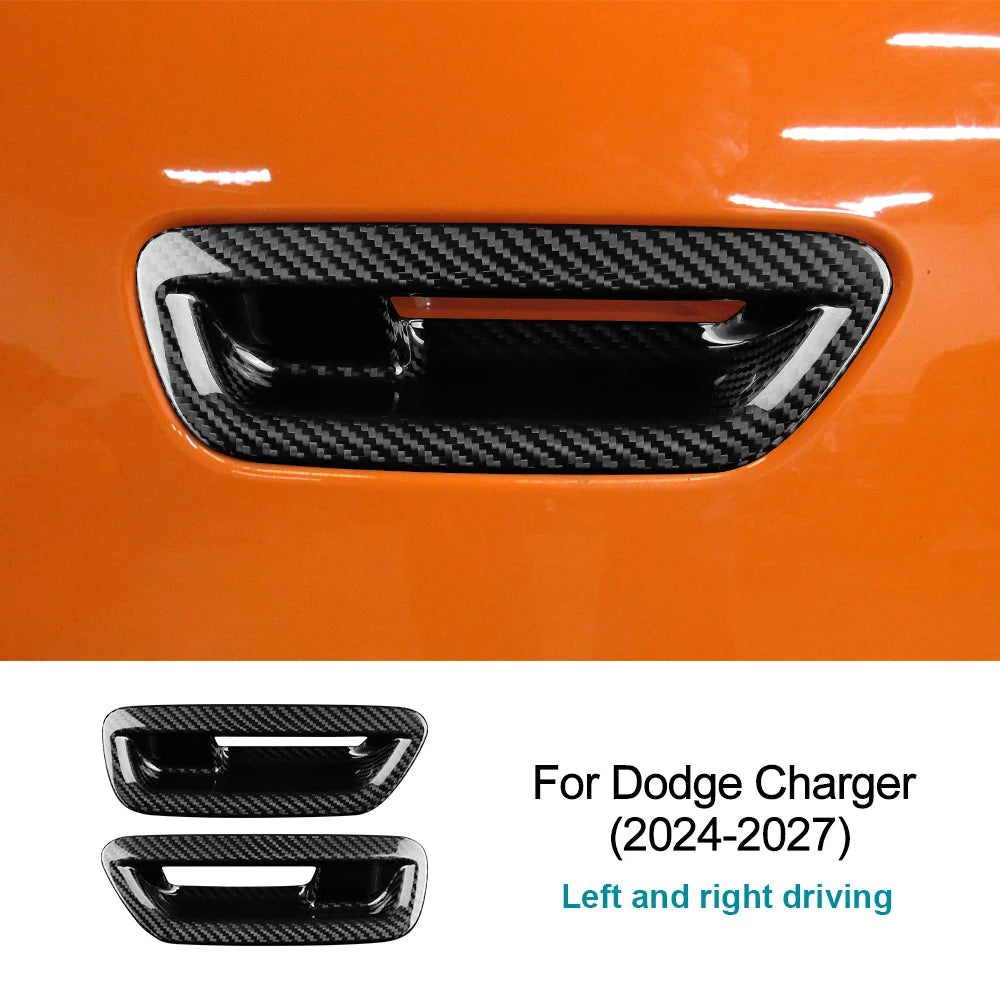 StickerSticker For Dodge Charger 2024 2025 2026 2027 Real Hard Dry Carbon Fiber Car Door Handle Cover Trim Exterior Decoration