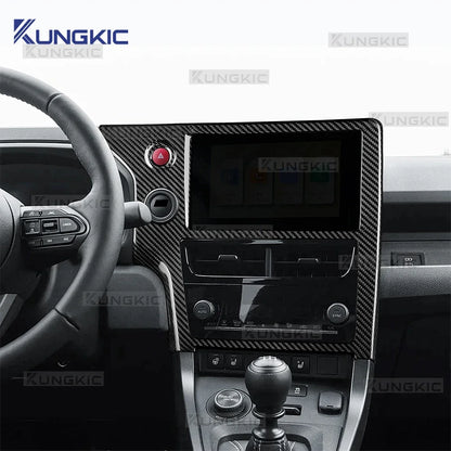 For 2025 2026 Toyota GR Yaris Hard Dry Carbon Fiber Center Console Navigation Screen Frame LHD Car Interior Trim Sticker - detail view