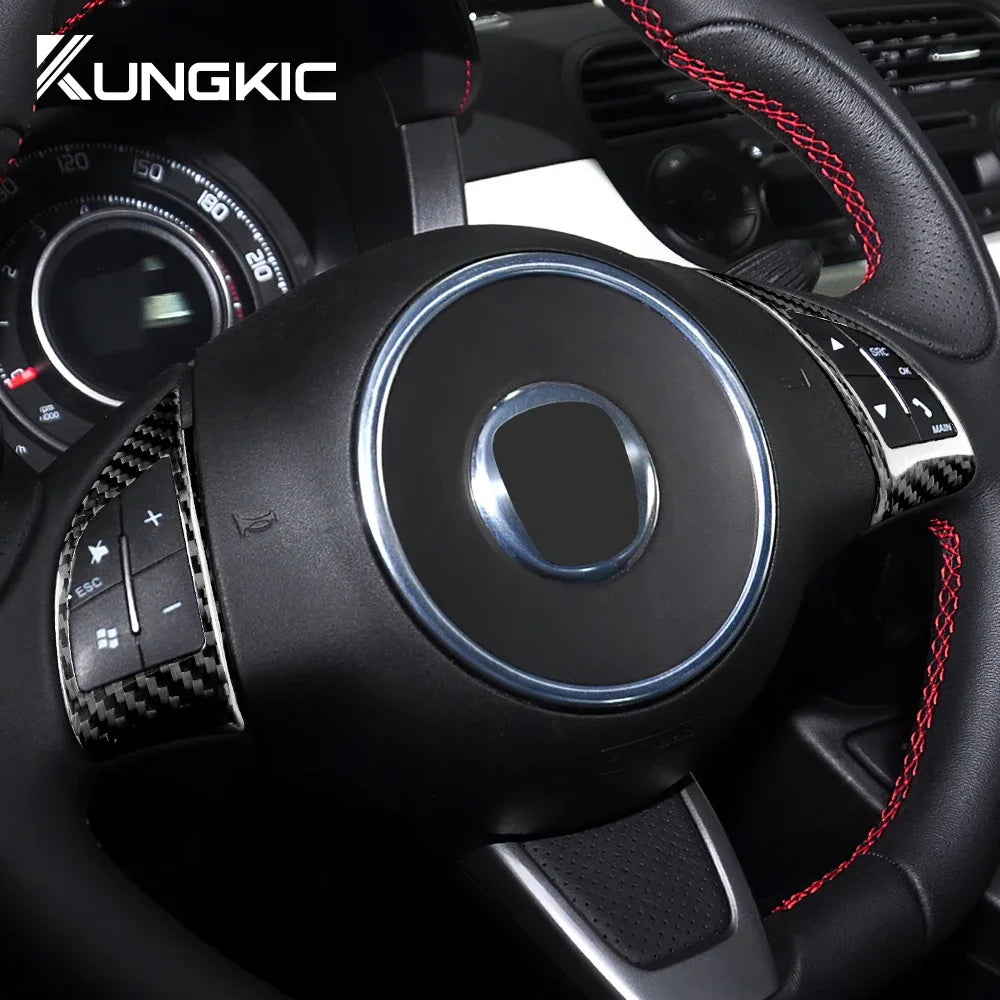 Real Hard Carbon Fiber Sticker For Fiat 500 Abarth 595 2010 2011 2012 2013 2014 2015 Car Steering Wheel Button Interior Trim - detail view 3
