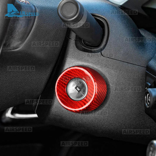 For Chevrolet Camaro 2010-2015 Hard Carbon Fiber Central Control Switch Decoration Ring Knob Trim Cover Interior Car Accessories - detail view