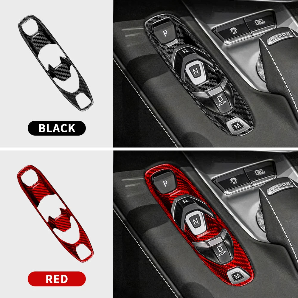 Real Hard Carbon Fiber For Chevrolet Corvette C8 2020 2021 2022 2023 Car Console Gear Shift Button Sticker Accessories