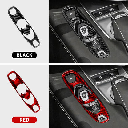 Real Hard Carbon Fiber For Chevrolet Corvette C8 2020 2021 2022 2023 Car Console Gear Shift Button Sticker Accessories
