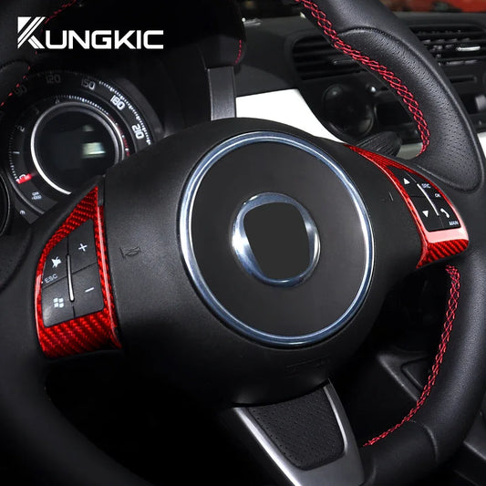 Real Hard Carbon Fiber Sticker For Fiat 500 Abarth 595 2010 2011 2012 2013 2014 2015 Car Steering Wheel Button Interior Trim - detail view