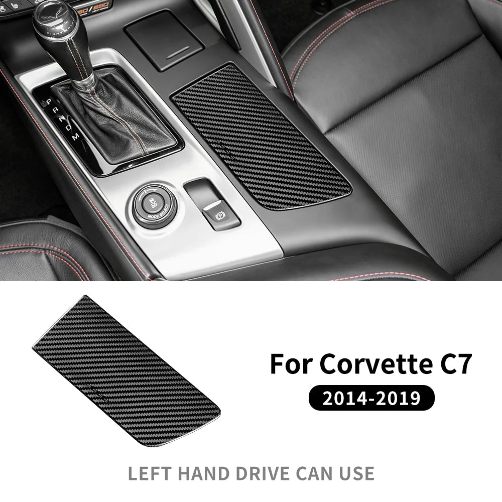 Real Hard Carbon Fiber Sticker For Chevrolet Corvette C7 2014 2015 2016 2017 2018 2019 LHD Car Cup Panel Interior Accessories