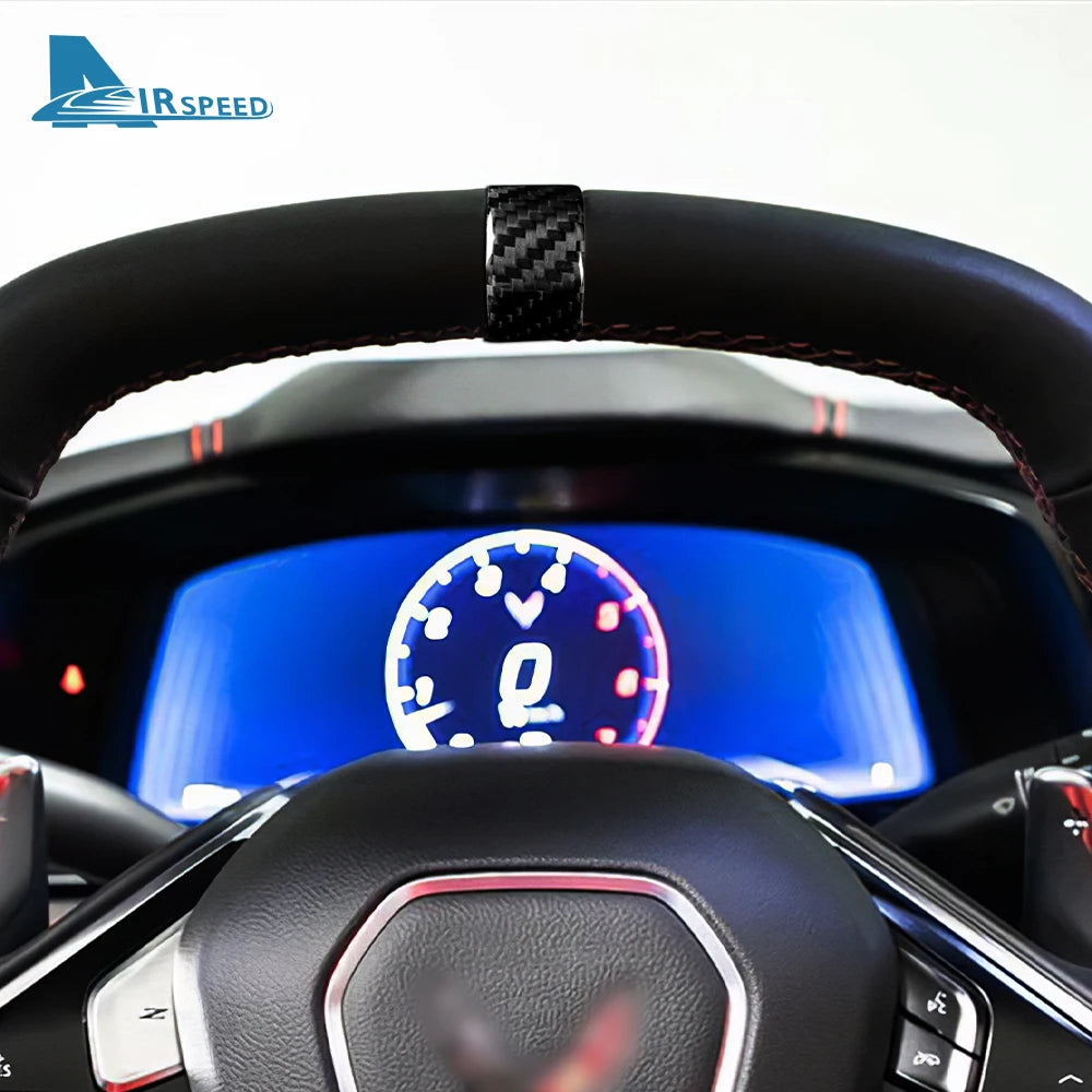 Real Hard Carbon Fiber Sticker For Chevrolet Corvette C8 2020 2021 2022 2023 Car Steering Wheel Ring Cover Interior Accessories