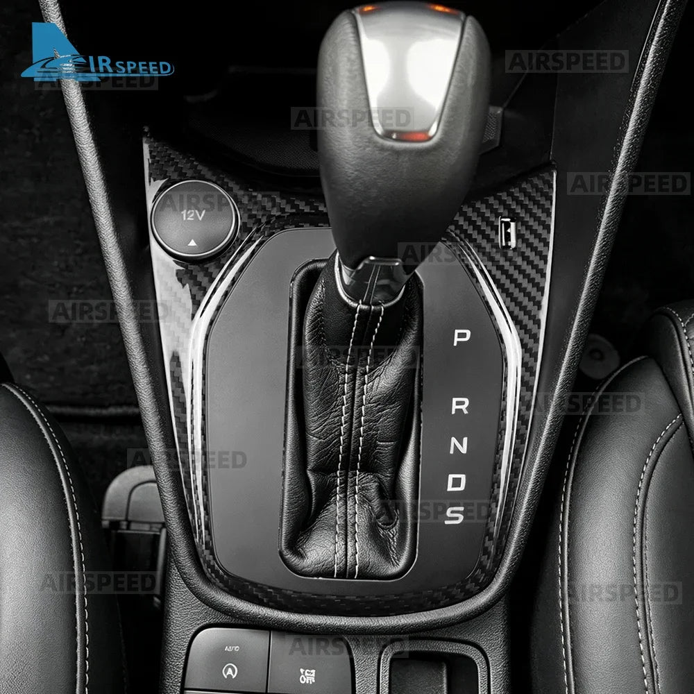 Hard Dry Carbon Fiber Gear Shift Panel Frame Cover Sticker For Ford Fiesta 2018-2023 RHD Car Interior Accessories - detail view 3