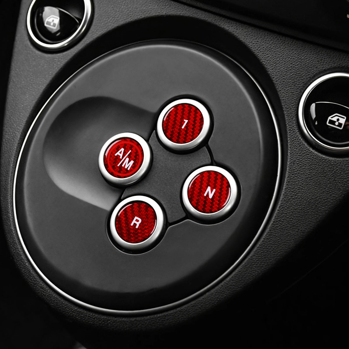 Black Hard Carbon Fiber Automatic Gear Shift Button Stickers For Abarth 595 695 2012-2024 Anti-scratch Interior Trim Accessories