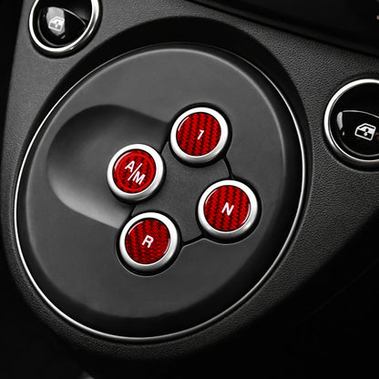 Black Hard Carbon Fiber Automatic Gear Shift Button Stickers For Abarth 595 695 2012-2024 Anti-scratch Interior Trim Accessories