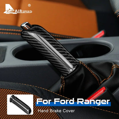 Hard Dry Carbon Fiber For Ford Ranger 2000 2001-2011 2012 2013 2014 2015 2016 2017 2018 2019 Car Replace Handbrake Grips Cover - detail view