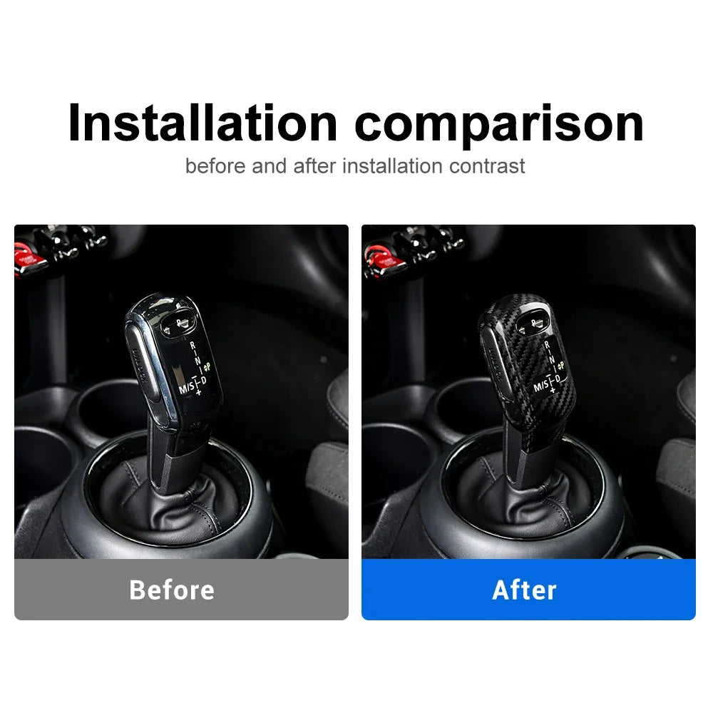 For BMW Mini Cooper F54 F55 F56 F57 F60 2020-2023 Countryman Real Carbon Fiber Car Gear Shift Knob Cover Sticker Interior Trim - detail view 4