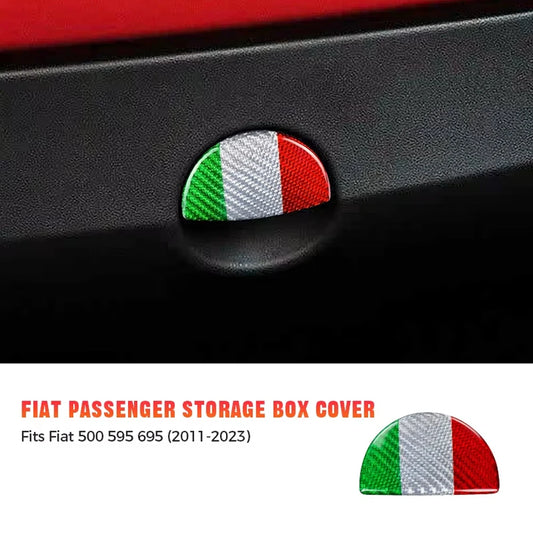 For Abarth 595 695 Fiat 500 2011-2024 Real Dry Hard Carbon Fiber LHD Car Storage Box Panel Cover Sticker Interior Accessories - detail view