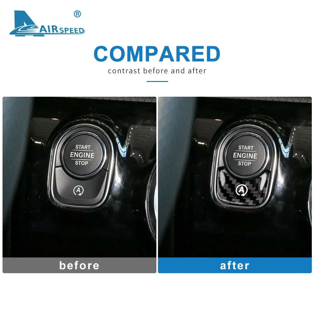 Real Carbon Fiber Sticker Trim for Mercedes Benz A Class W177 GLB X247 CLA AMG W247 Car Engine Start Stop Button A  Accessories