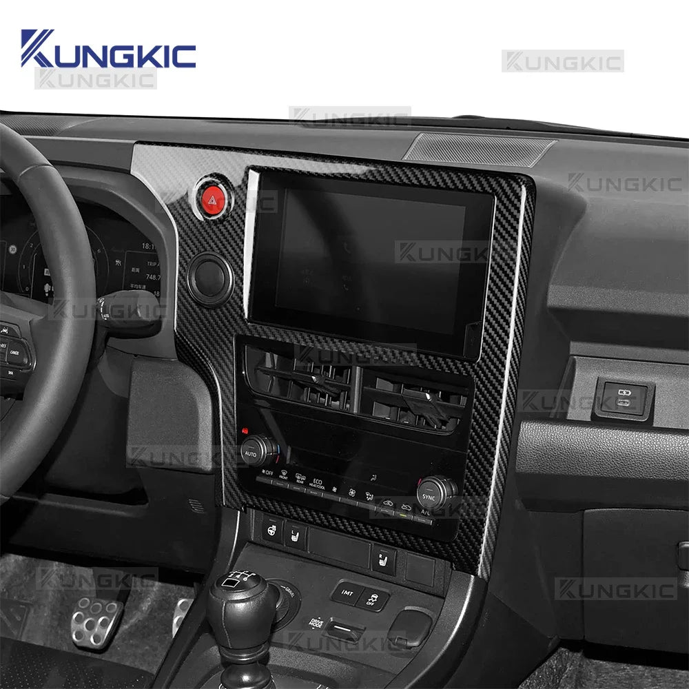 For 2025 2026 Toyota GR Yaris Hard Dry Carbon Fiber Center Console Navigation Screen Frame LHD Car Interior Trim Sticker - detail view 3