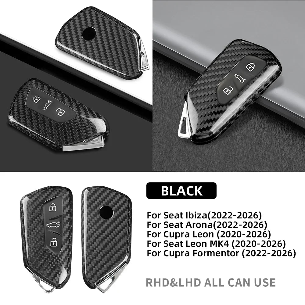 for Cupra Formentor 2020 2021 2022 2023 2024 2025 2026 SEAT Ibiza/Arona/Leon MK4/Cupra Leon Hard Carbon Fiber Remote Key Cover