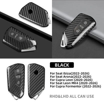 for Cupra Formentor 2020 2021 2022 2023 2024 2025 2026 SEAT Ibiza/Arona/Leon MK4/Cupra Leon Hard Carbon Fiber Remote Key Cover