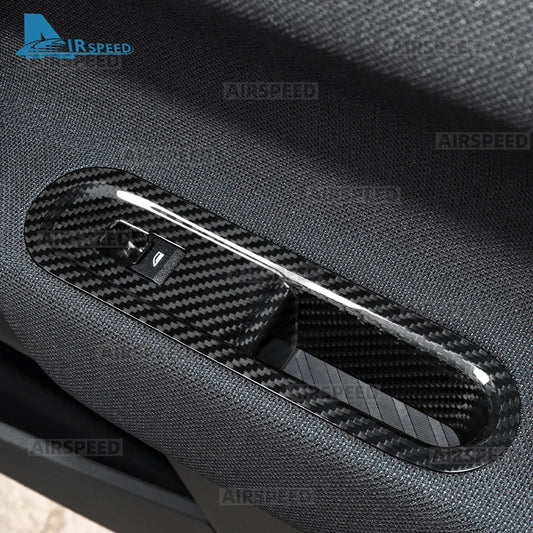 Real Hard Carbon Fiber Sticker for BMW Mini Cooper E J01 EV Electric SE 2024 2025 LHD RHD Car Door Window Switch Panel Cover - detail view