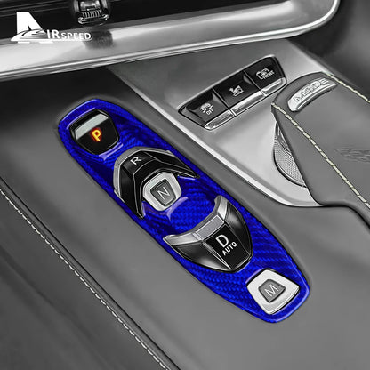 Real Hard Carbon Fiber For Chevrolet Corvette C8 2020 2021 2022 2023 Car Console Gear Shift Button Sticker Accessories