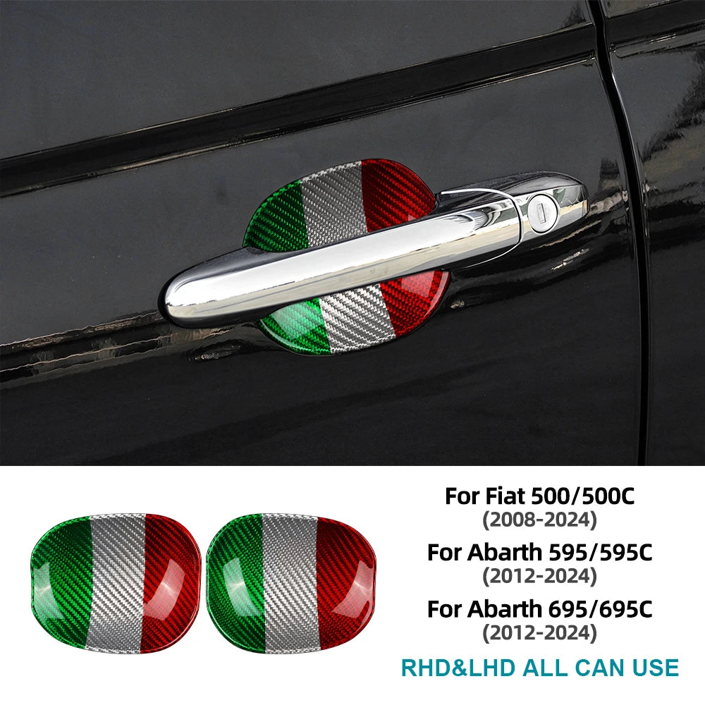For Abarth 595 595C 695 695C 2012-2024 Fiat 500 500C 2008-2024 Outside Door Bowl Covers Real Hard Dry Carbon Fiber Sticker