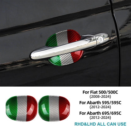For Abarth 595 595C 695 695C 2012-2024 Fiat 500 500C 2008-2024 Outside Door Bowl Covers Real Hard Dry Carbon Fiber Sticker